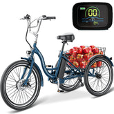 Lilypelle Electric Tricycle, 3 Wheel Motorized Bicycle, with 350W Motor 36V 10.4AH Lithium Battery UL Certified, 24" Adults Electric Trike, Three Wheel Ebike E Bicycle