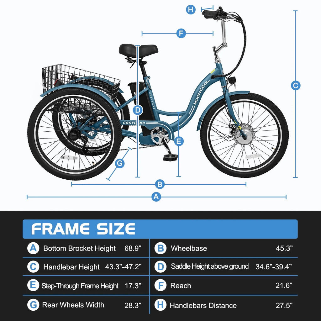 Lilypelle Electric Tricycle, 3 Wheel Motorized Bicycle, with 350W Motor 36V 10.4AH Lithium Battery UL Certified, 24" Adults Electric Trike, Three Wheel Ebike E Bicycle