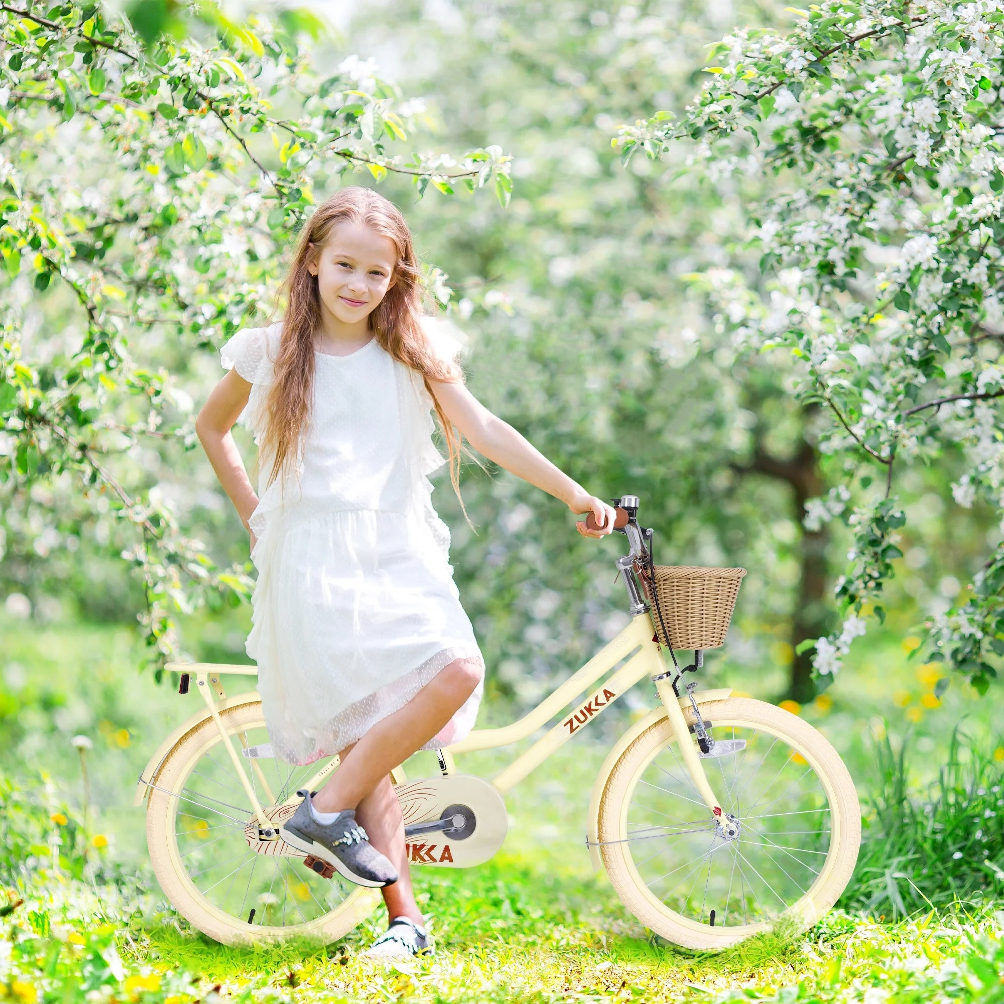 Aezusy 20 in Kids Bike with Basket for 7 - 10 Years Old Girls, Purple