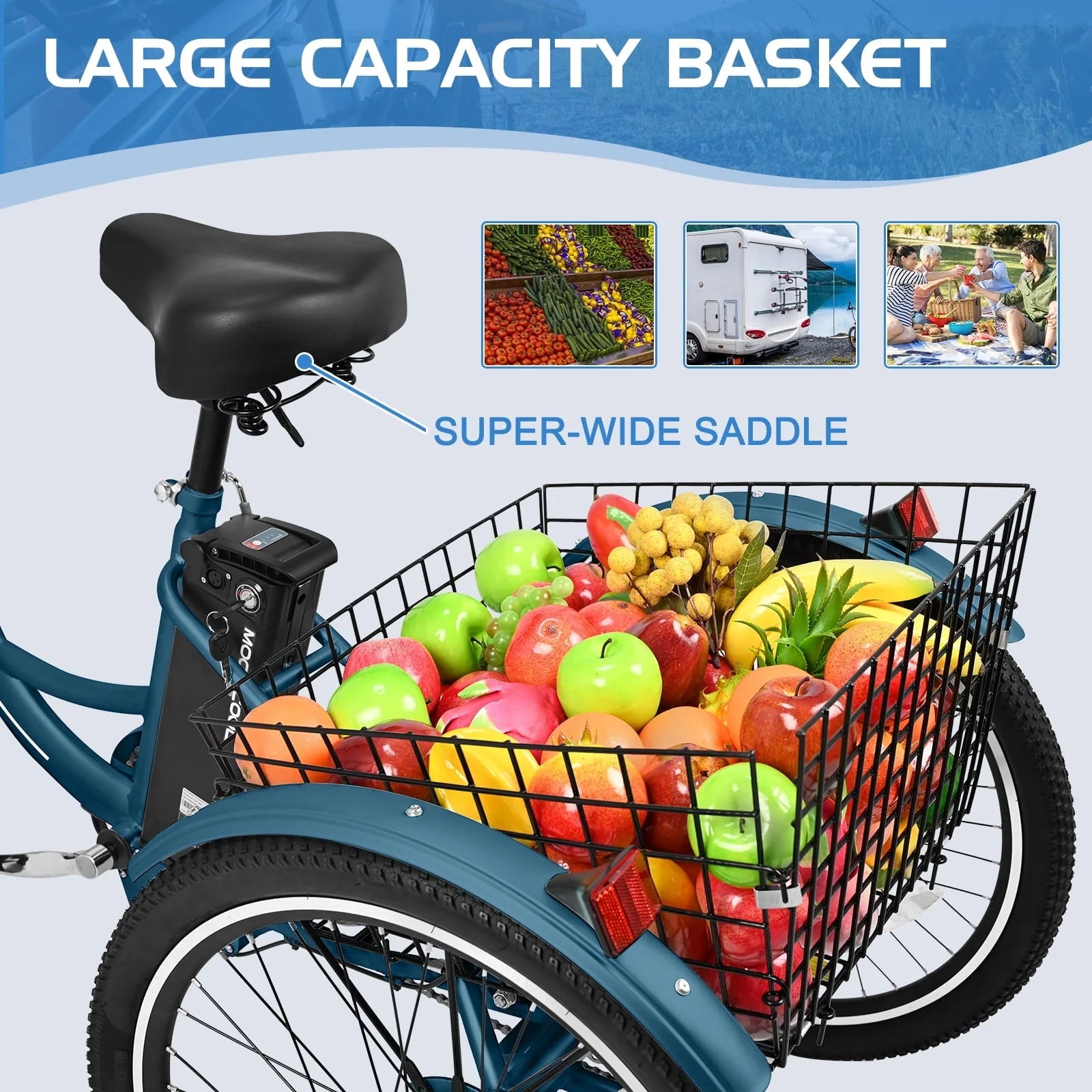 Lilypelle Electric Tricycle, 3 Wheel Motorized Bicycle, with 350W Motor 36V 10.4AH Lithium Battery UL Certified, 24" Adults Electric Trike, Three Wheel Ebike E Bicycle