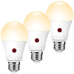 Emotionlite Dusk to Dawn Sensor Light Bulbs Outdoor, Warm White LED Bulbs, 60 Watt Equivalent, Automatic On/Off, Garage, Hallway, Basement, A19 Size